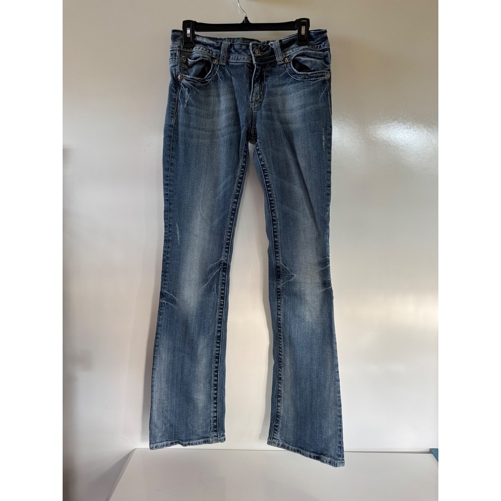 Miss Me Womens Bootcut Jeans Studded Rhinestone Blue Denim Size 30x35
